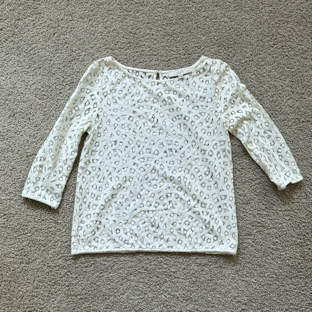 Loft Lace White Shirt (Small)